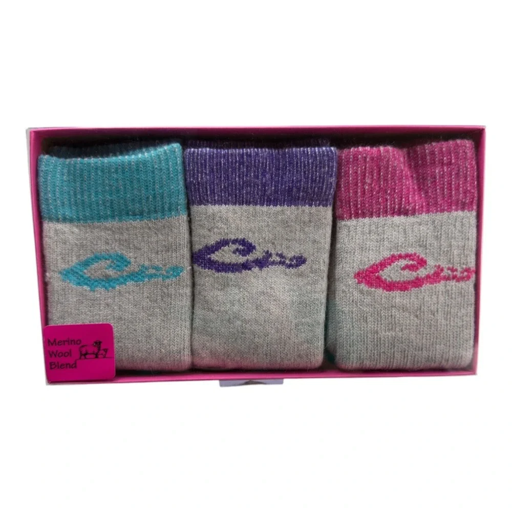 Lady Drake Womens Merino Wool Blend Sock Set Of 3 Gift Box Hiking New In Box USA